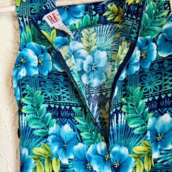 Vintage R&K Blue and Green Floral Maxi Dress - Picture 8 of 9